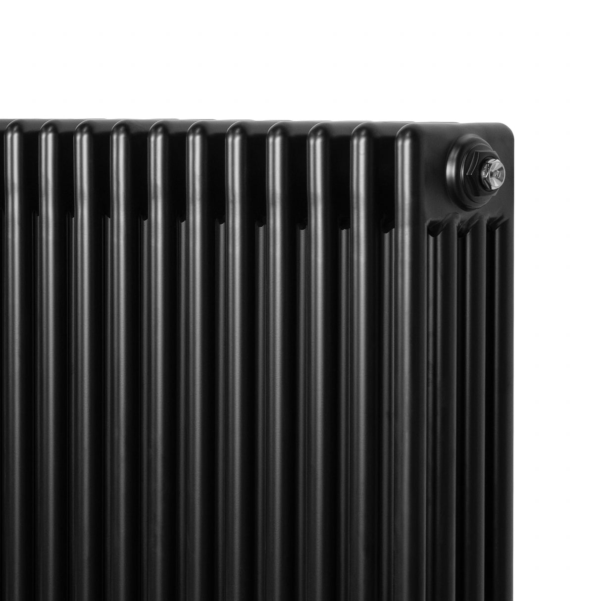 Röhrenheizkörper 4 Säulen mit TRV Chromventile – 600mm x 1190mm – Schwarz