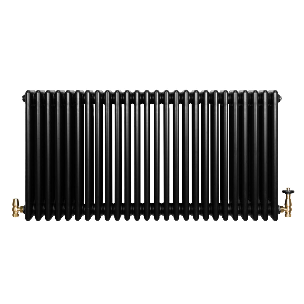 Röhrenheizkörper 4 Säulen mit TRV Chromventile – 600mm x 1190mm – Schwarz