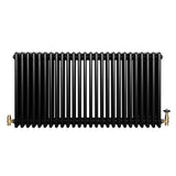 Röhrenheizkörper 4 Säulen mit TRV Chromventile – 600mm x 1190mm – Schwarz