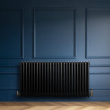 Röhrenheizkörper 4 Säulen mit TRV Chromventile – 600mm x 1190mm – Schwarz