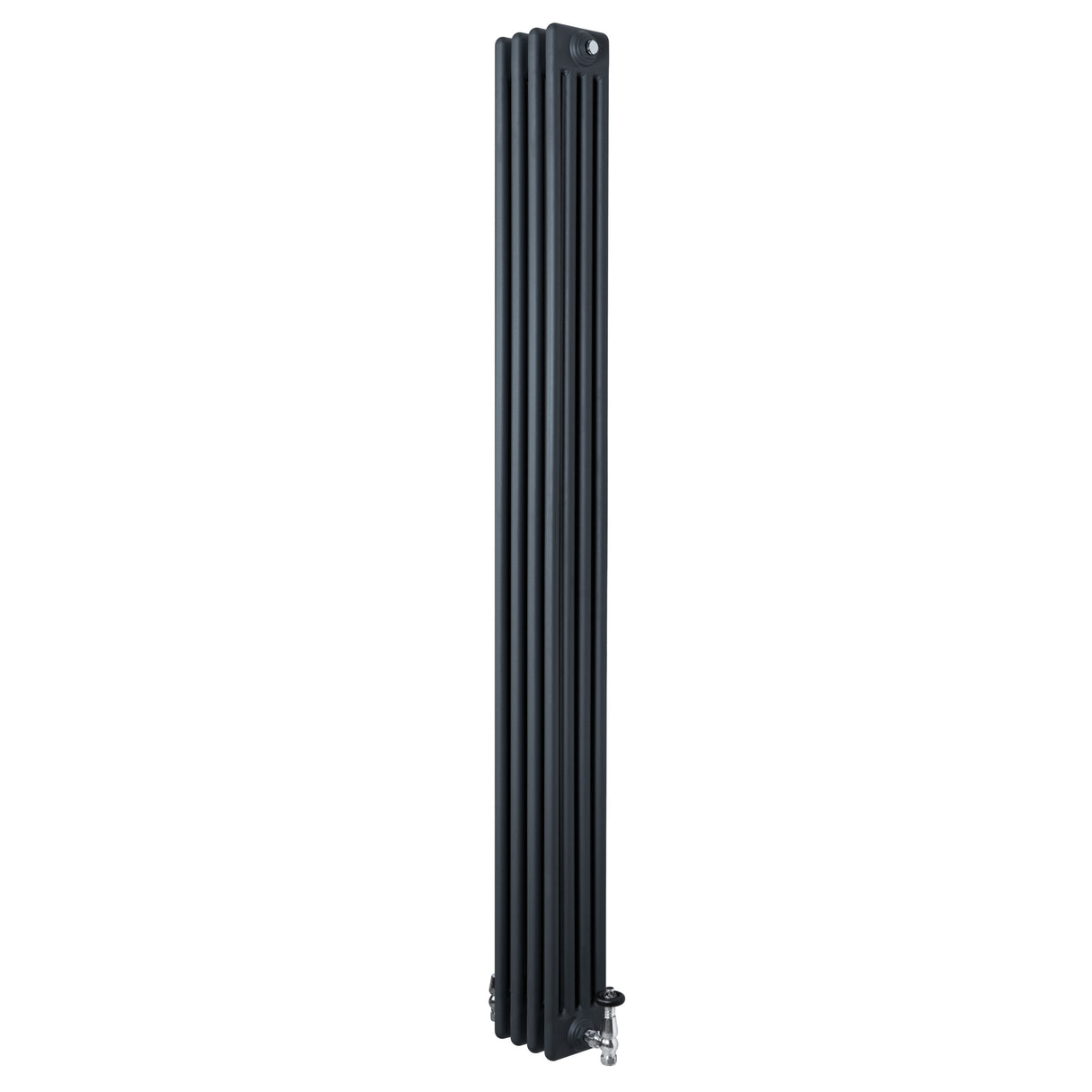 Röhrenheizkörper 4 Säulen mit TRV Chromventile – 1800mm x 200mm – Anthrazitgrau