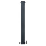 Röhrenheizkörper 4 Säulen mit TRV Chromventile – 1800mm x 200mm – Anthrazitgrau