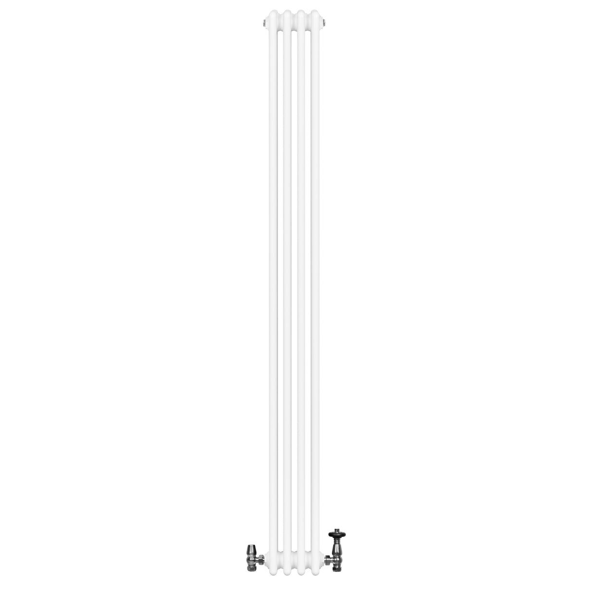 Röhrenheizkörper 4 Säulen mit TRV Chromventile – 1800mm x 200mm – Weiß