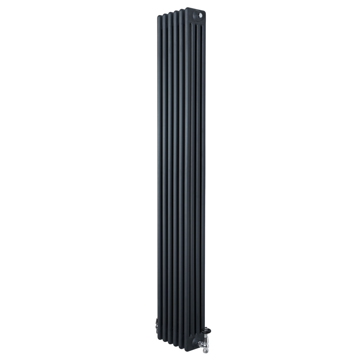Röhrenheizkörper 4 Säulen mit TRV Chromventile – 1800mm x 290mm – Anthrazitgrau