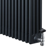 Röhrenheizkörper 4 Säulen mit TRV Chromventile – 1800mm x 290mm – Anthrazitgrau