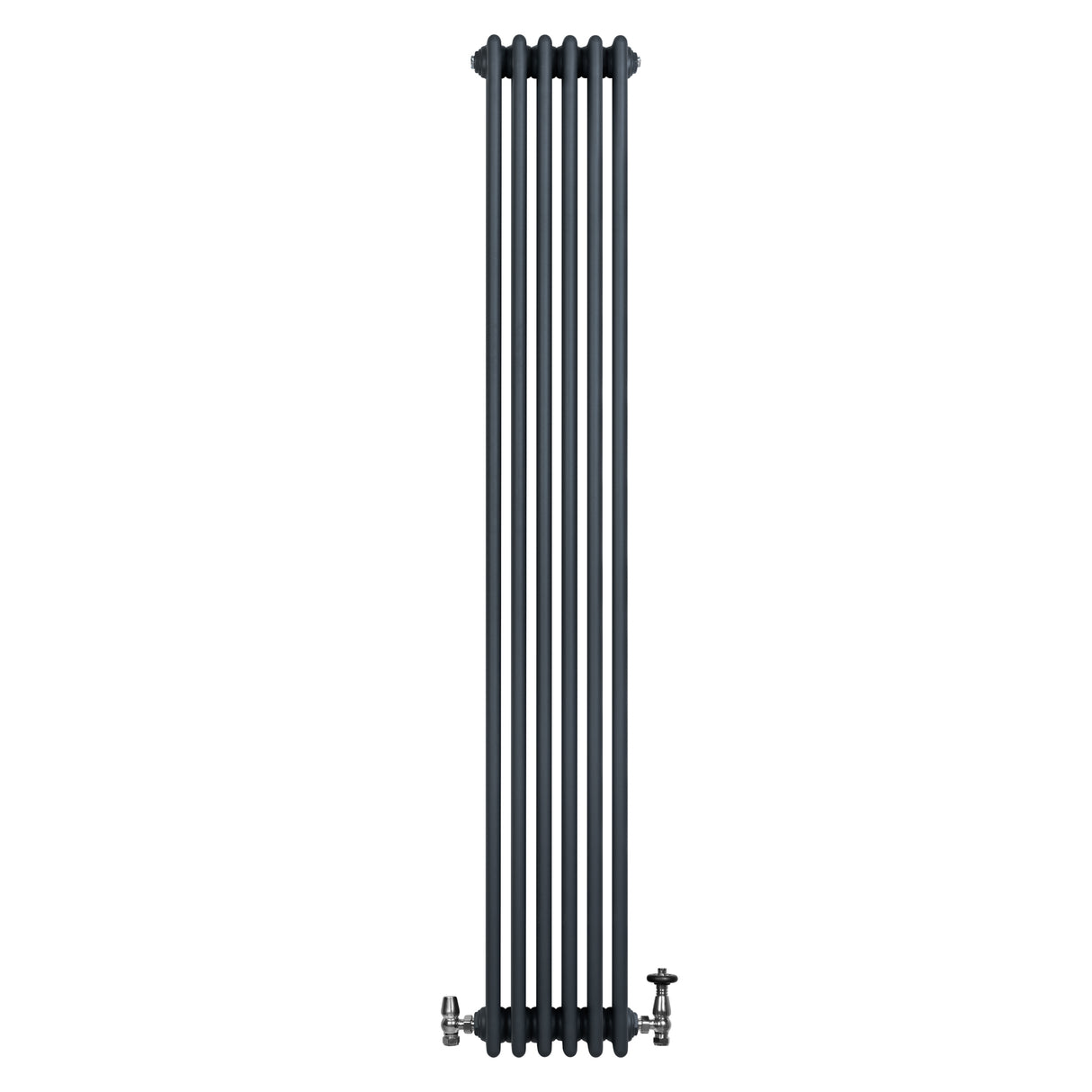 Röhrenheizkörper 4 Säulen mit TRV Chromventile – 1800mm x 290mm – Anthrazitgrau