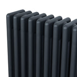 Röhrenheizkörper 4 Säulen mit TRV Chromventile – 1800mm x 290mm – Anthrazitgrau