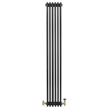 Röhrenheizkörper 4 Säulen mit TRV Chromventile – 1800mm x 290mm – Schwarz