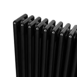 Röhrenheizkörper 4 Säulen mit TRV Chromventile – 1800mm x 380mm – Schwarz