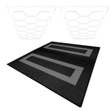 Belüftete Garagenbodenfliesen und sechseckige LED-Leuchten x 165 Schwarz 60 Grau mit Kanten