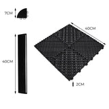 Belüftete Garagenbodenfliesen und sechseckige LED-Leuchten x 165 Schwarz 60 Grau mit Kanten