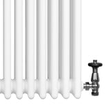 Röhrenheizkörper 4 Säulen mit TRV Chromventile – 300mm x 1010mm – Weiß