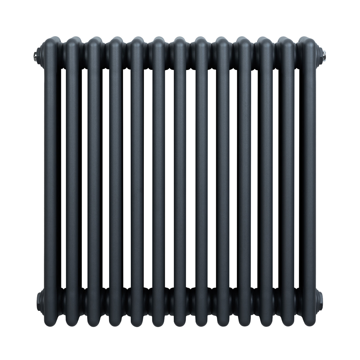 Röhrenheizkörper mit 4 Säulen in Anthrazitgrau, 600mm x 605mm, aus robustem Metall, mit glatter, glänzender Oberfläche und modernem Design