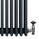 Röhrenheizkörper 4 Säulen mit TRV Chromventile – 600mm x 785mm – Anthrazitgrau