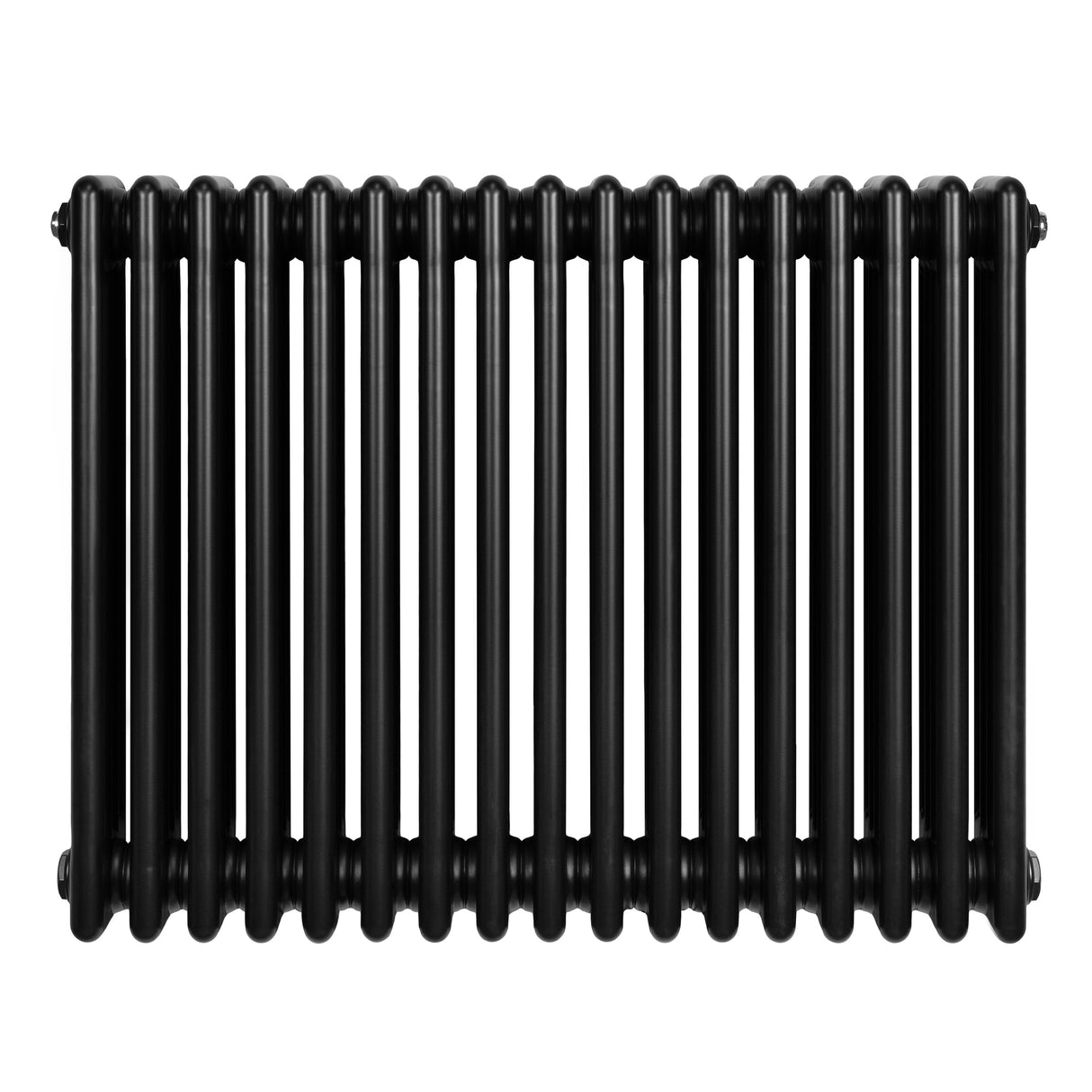 Röhrenheizkörper mit 4 Säulen in elegantem Schwarz, 600mm x 785mm, aus robustem Metall, mit glatter, glänzender Oberfläche und runden Formen