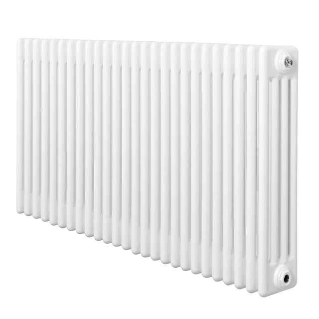 Röhrenheizkörper mit 4 Säulen in Weiß, 600mm x 1190mm, glänzende Oberfläche, schlankes Design, ideal für moderne Wohnräume und effiziente Wärmeverteilung