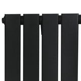 Flachheizkörper in Schwarz, 600mm x 700mm, mit glatter, mattschwarzer Oberfläche und modernen, rechteckigen Lamellen für effiziente Wärmeabgabe
