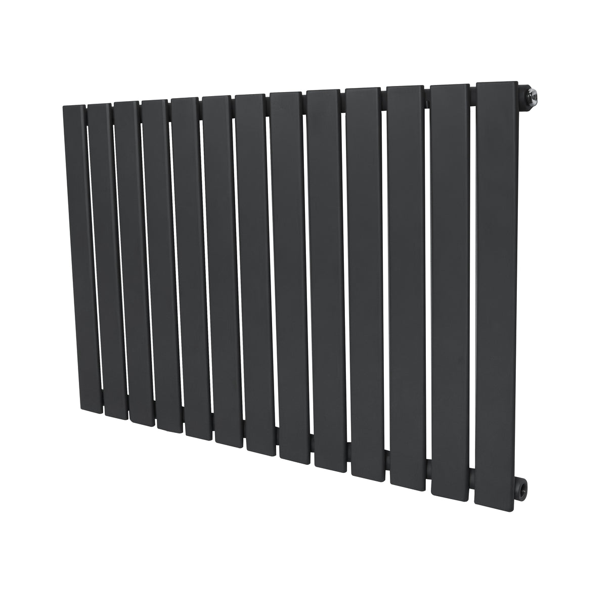 Flachheizkörper in Anthrazitgrau, 600mm x 910mm, mit schlanken, vertikalen Lamellen und mattem Finish, ideal für moderne Innenräume