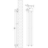 Flachheizkörper in Weiß, 1600mm x 280mm, mit schlankem Design und klaren Linien, ideal für moderne Innenräume und effiziente Wärmeverteilung