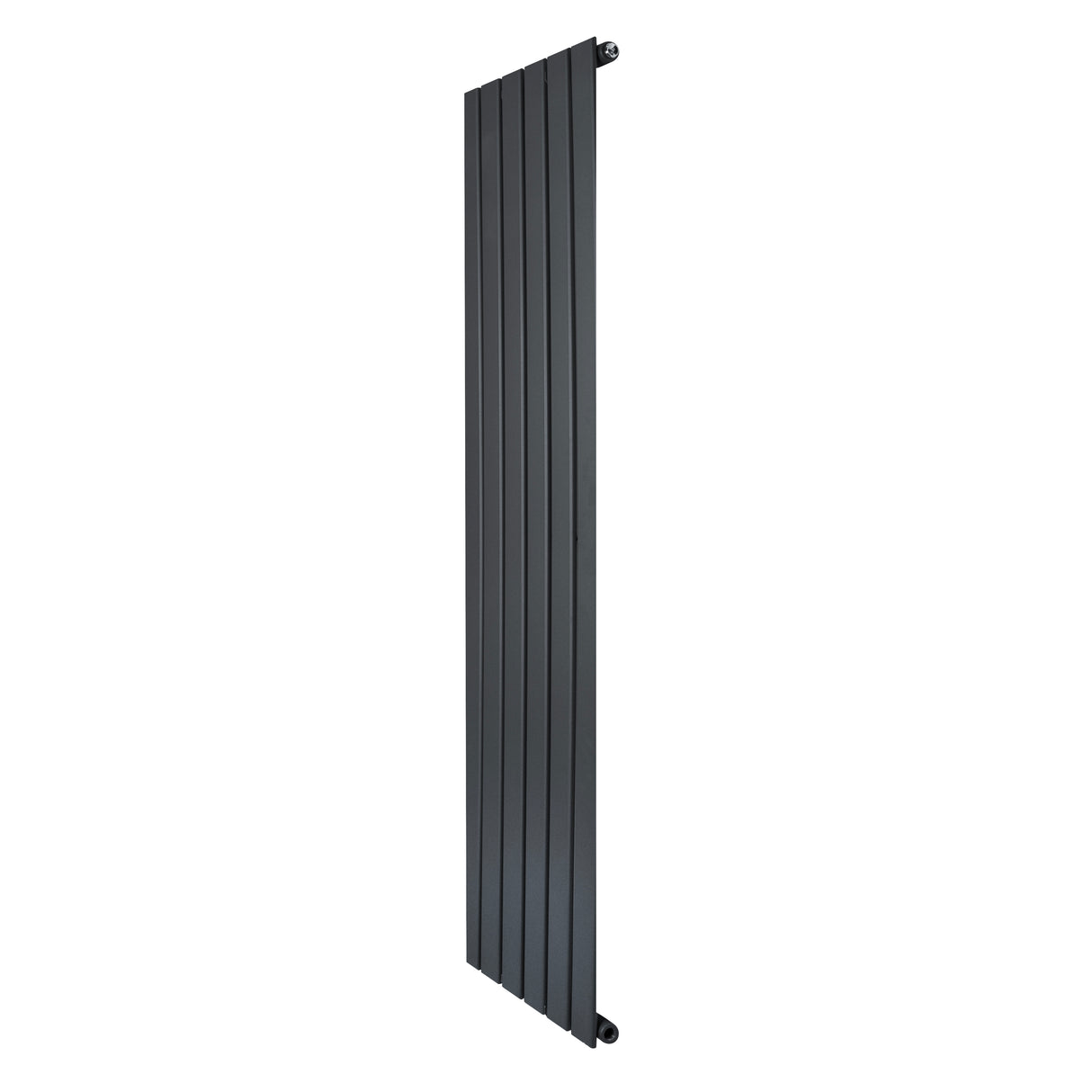 Flachheizkörper in Anthrazitgrau, 1600mm x 420mm, mit schlankem, vertikalem Design und glatter, mattschwarzer Oberfläche für moderne Innenräume