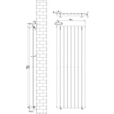 Flachheizkörper in Anthrazitgrau, Maße 1600mm x 560mm, vertikale Lamellenstruktur, modernes Design, ideal für platzsparende Heizlösungen