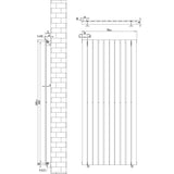 Flachheizkörper in Weiß, 1600mm x 700mm, mit vertikalen Lamellen, glatter Oberfläche und modernen, minimalistischen Design, ideal für jeden Raum