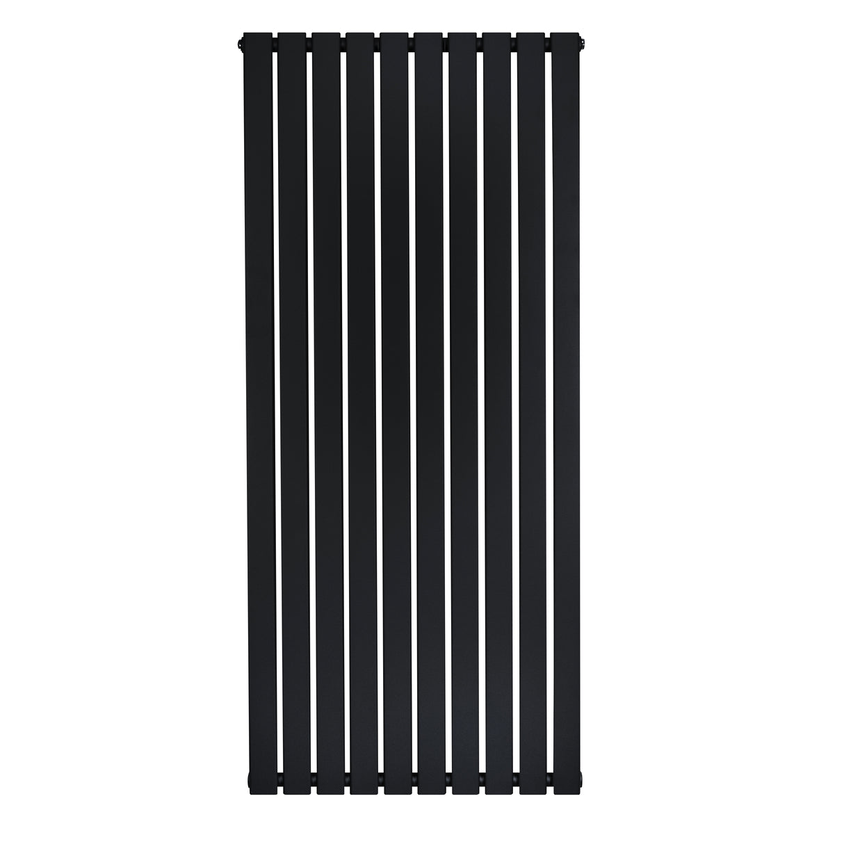 Flachheizkörper in elegantem Schwarz, 1600mm x 700mm, mit vertikalen Lamellen für moderne Innenräume, aus robustem Metall gefertigt