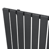 Flachheizkörper in Anthrazitgrau, 1800mm x 560mm, mit glatter, mattschwarzer Oberfläche und modernen, vertikalen Lamellen für effiziente Wärmeabgabe