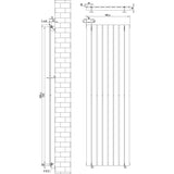 Flachheizkörper in Weiß, 1800mm x 560mm, mit schlankem, vertikalem Design und glatter Oberfläche, ideal für moderne Innenräume