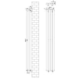 Schwarzer Gliederheizkörper mit den Maßen 1800mm x 240mm, schlankes Design, vertikale Anordnung, ideal für moderne Innenräume