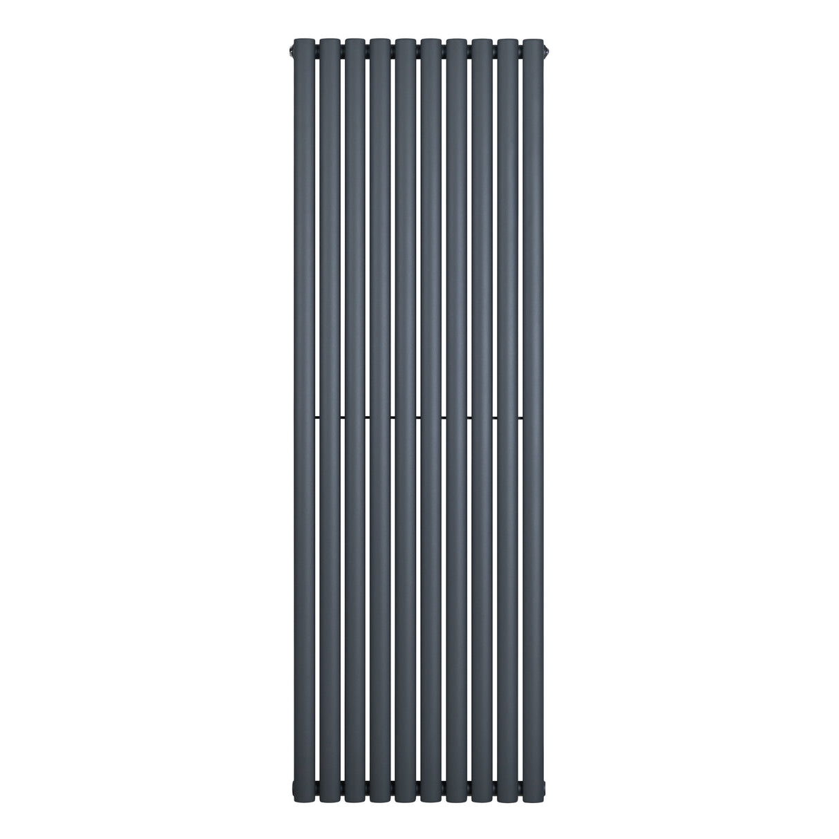 Gliederheizkörper in Anthrazitgrau, 1800mm x 600mm, mit schlanken, vertikalen Lamellen und glatter, mattschwarzer Oberfläche für modernes Design