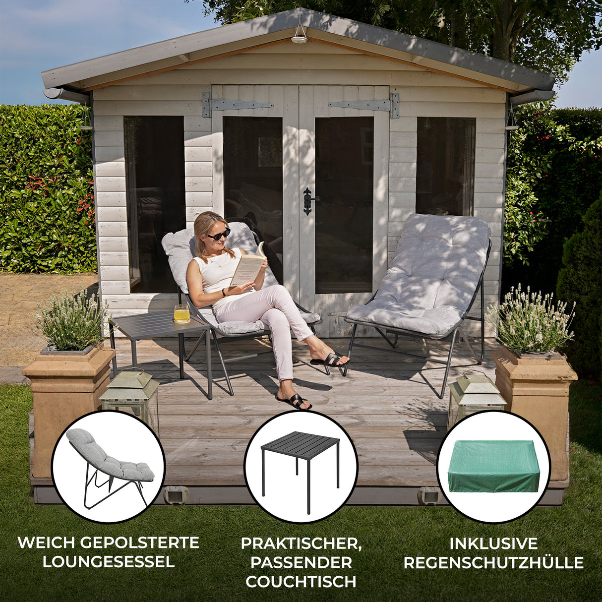 3-Teiliges Bistro-Set – Grau