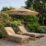 Ausleger-Sonnenschirm 3m mit Quadratischem Beschwerungsfuß – Beige