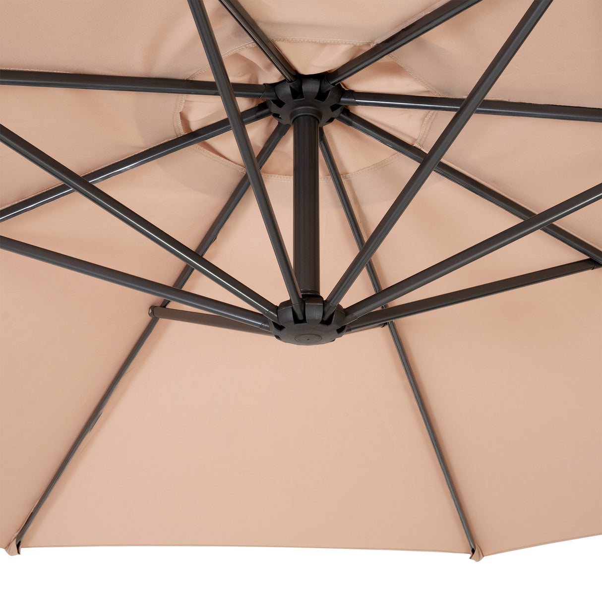 Ausleger-Sonnenschirm 3m mit Quadratischem Beschwerungsfuß – Beige