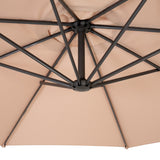Ausleger-Sonnenschirm 3m mit Quadratischem Beschwerungsfuß – Beige