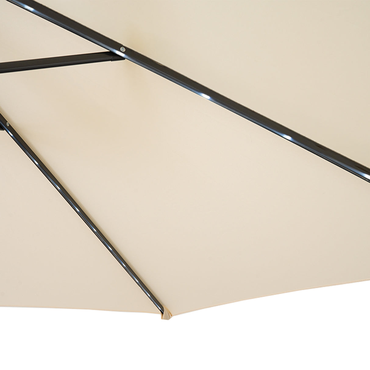 LED Ausleger-Sonnenschirm 3m mit Quadratischem Beschwerungsfuß – Creme