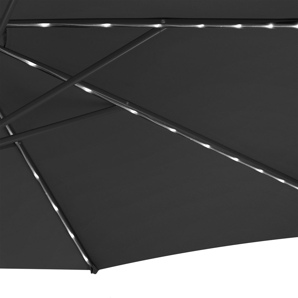 LED Ausleger-Sonnenschirm 3m mit Halbem Beschwerfuß – Grau