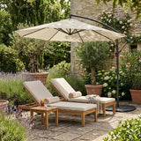Ausleger-Sonnenschirm 3m mit Beschwerungsfuß - Creme