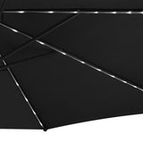 LED Ausleger-Sonnenschirm 3m mit Beschwerungsfuß - Schwarz