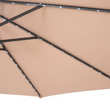 LED Ausleger-Sonnenschirm 3m mit Beschwerungsfuß - Beige