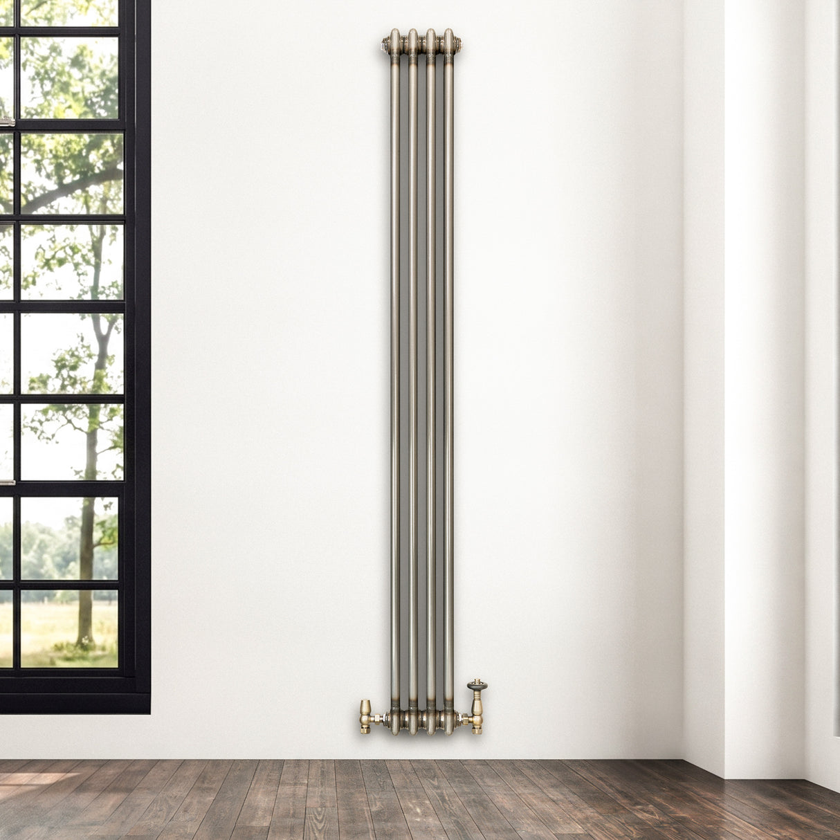 Klassischer 2-Säulen-Heizkörper mit TRV – 1800 x 200 mm - Rohmetall