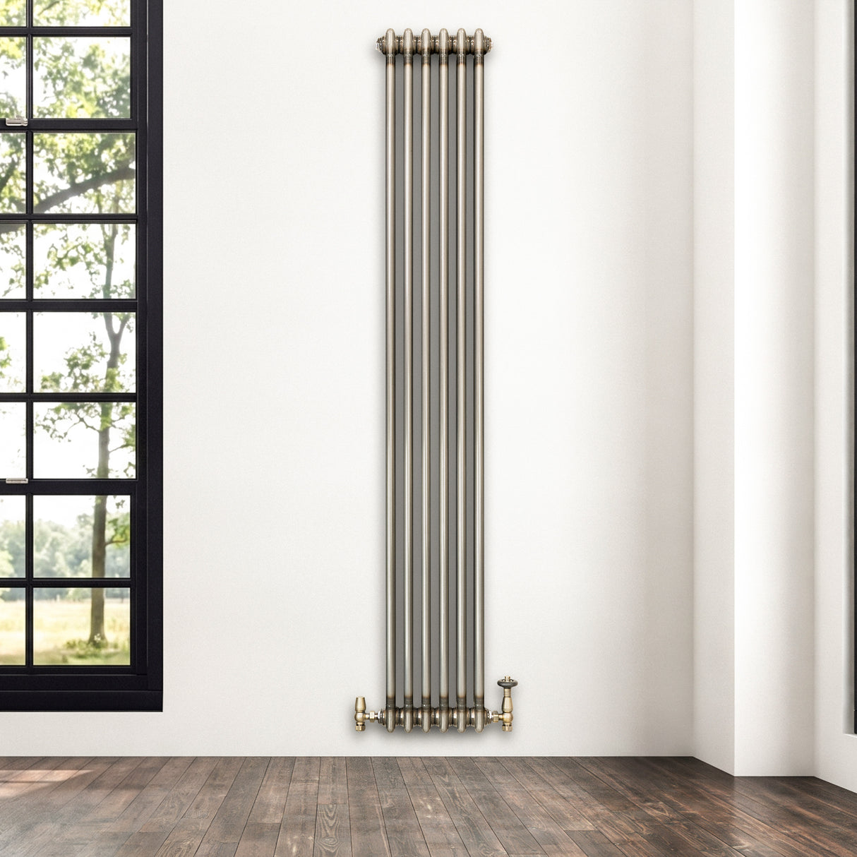 Klassischer 2-Säulen-Heizkörper mit TRV – 1800 x 290 mm - Rohmetall