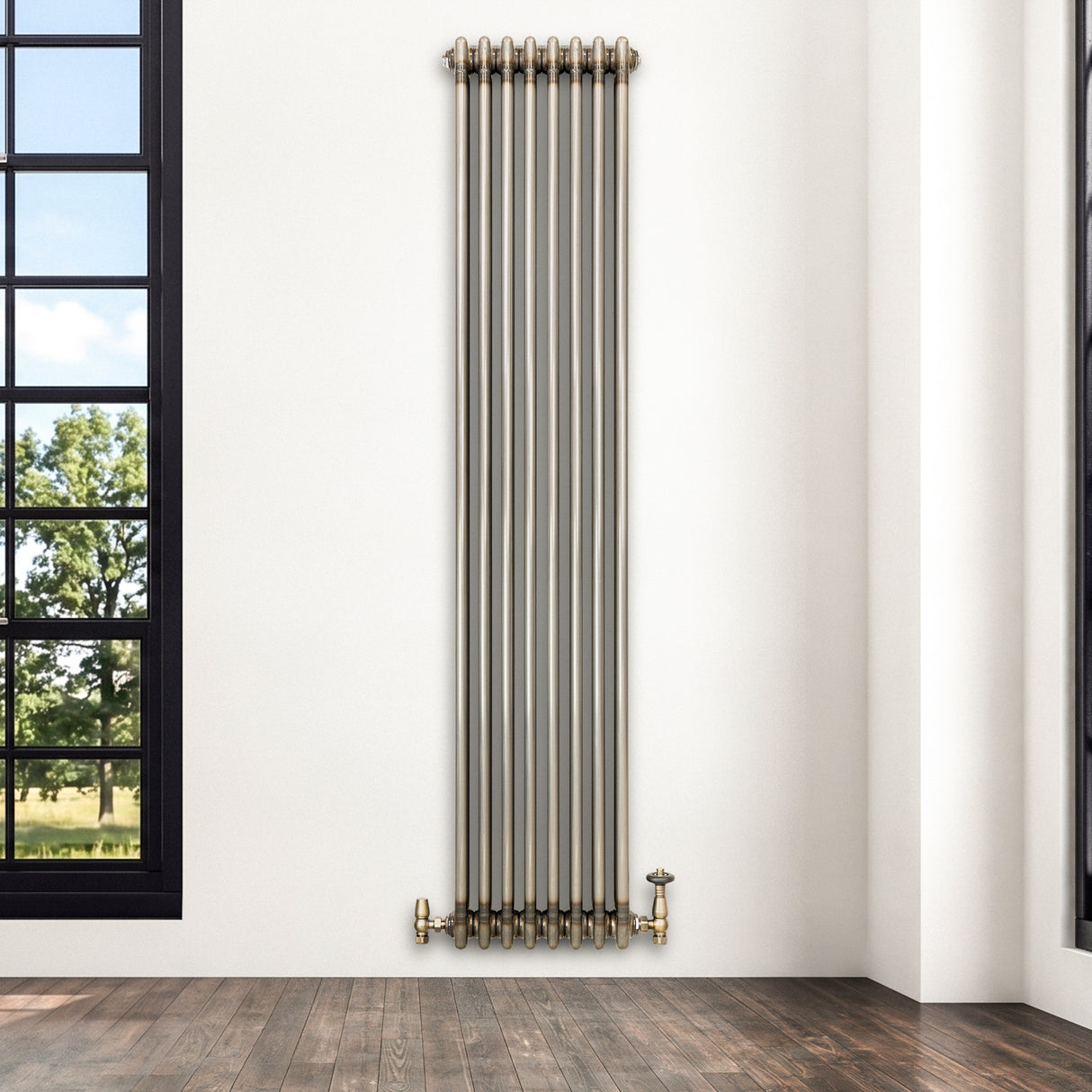Klassischer 3-Säulen-Heizkörper mit TRV – 1800 x 380 mm - Rohmetall