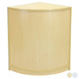 Ecktheke aus hellem Ahornholz mit glatter Oberfläche, abgerundeten Kanten und modernem, minimalistischen Design für Einzelhandelsgeschäfte