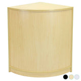 Ecktheke aus hellem Ahornholz mit glatter Oberfläche, abgerundeten Kanten und minimalistischer Form, ideal für Einzelhandelsgeschäfte