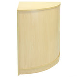 Ecktheke aus hellem Ahornholz mit glatter Oberfläche, abgerundeter Kante und modernem Design, ideal für Einzelhandelsgeschäfte