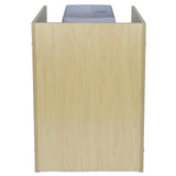 Kassenblock TB60 in hellem Ahornfurnier mit glatter Oberfläche, rechteckiger Form und grauem Oberteil, ideal für Verkaufsstellen und Büros