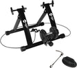 Schwarzer magnetischer Rollentrainer Velo Pro mit stabilen Ständern, Kabel und Zubehör, ideal für das Indoor-Training von Fahrrädern