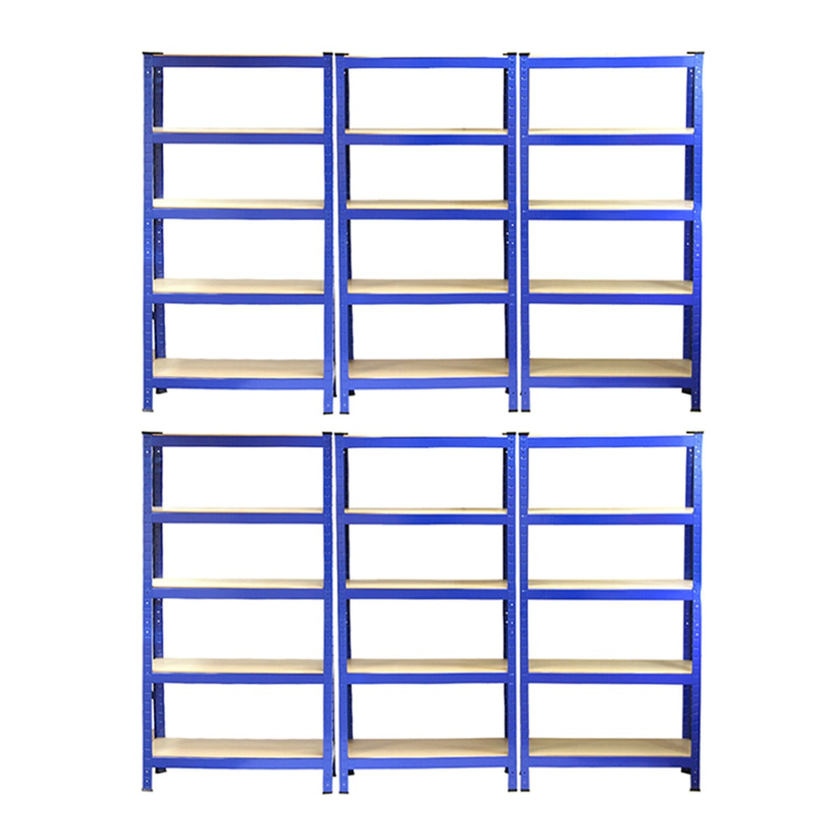 6 x Monster Racking T-Rax 75cm Lagerregal Blau mit Gratis Gummihammer