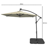 300cm LED Ampelschirm Sonnenschirm mit quadratischem Sockel - Creme
